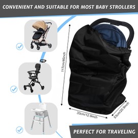 Yuccer Travel Stroller for Airplane Pram Buggy Travel Bag Waterproof Gate Check Bag Infant Pushchair Cover Storage Stroller Bag with Shoulder Strap Black Large (black)