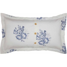 Piper Classics Lydia Blue King Size Pillow Sham, 21" L x 37" W, Vintage Farmhouse, Boho Floral Print Bedding