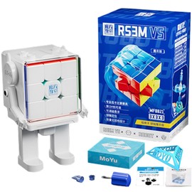 Magic Cube, Moyu RS3M V5 Maglev Ball Core 3 x 3 Magic Cube, Stickerless Magic Cube, Silky and Flowing Competition Cube for Cube Lovers (Maglev Ball Core Magic Clothes Version with Robot)