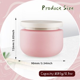 4 Pcs 250g/8.3oz Plastic Cream Jars Sample Containers Wide Mouth Leak Proof Cosmetic Bottles with Lids for Lotion Make Up DIY Making Beauty Products - Pink