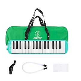 32 Keys Melodica Keyboard Instrument Air Piano Soprano Harmonica with Carrying Bag for Beginners Adults Gift Green