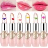 firstfly Pack of 6 Crystal Flower Jelly Lipstick, Long Lasting