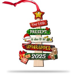 ARTSYWIX Expecting Baby Christmas Ornaments 2025, Our Little Present is Due to be Unwrapped Pregnancy Announcement, Expecting Parents to Be Keepsake, Bumps First Christmas Pregnant Gifts