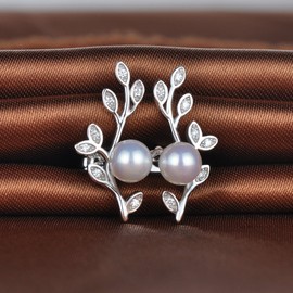 Unendlich U Einzigartig Bäumchen Laubwerk Damen Ohrstecker 925 Sterling Silber Kristall 6.5mm Perle Stecker Ohrringe Ohrschmuck