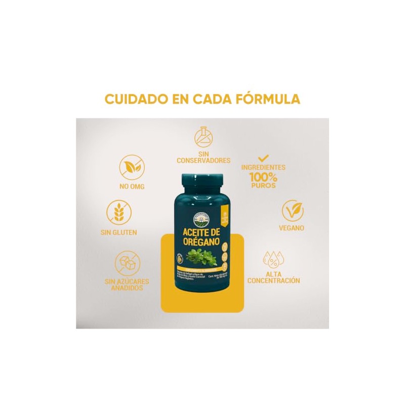 Aceite de Oregano 60 Cápsulas.Pasiguaro 144 mg de Carvacrol por