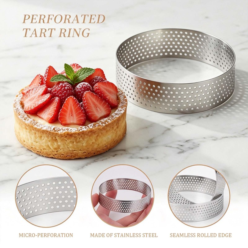 Cedryn 12PCS Crumpet Rings Non Stick 8CM Perforated Tart Ring