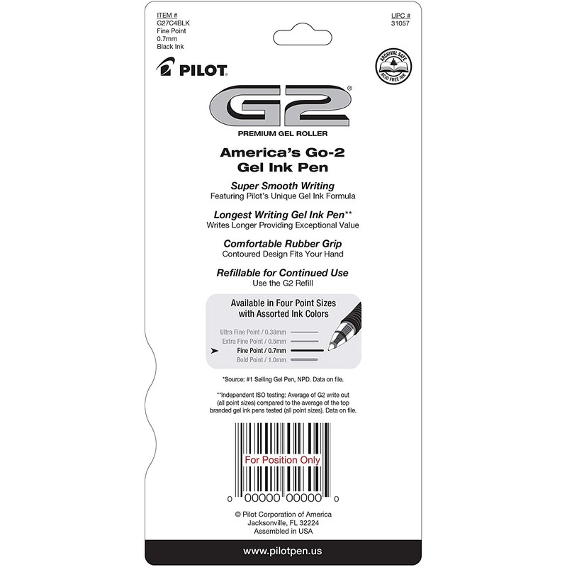 PILOT G2 Premium Refillable and Retractable Rolling Ball Gel Pens,
