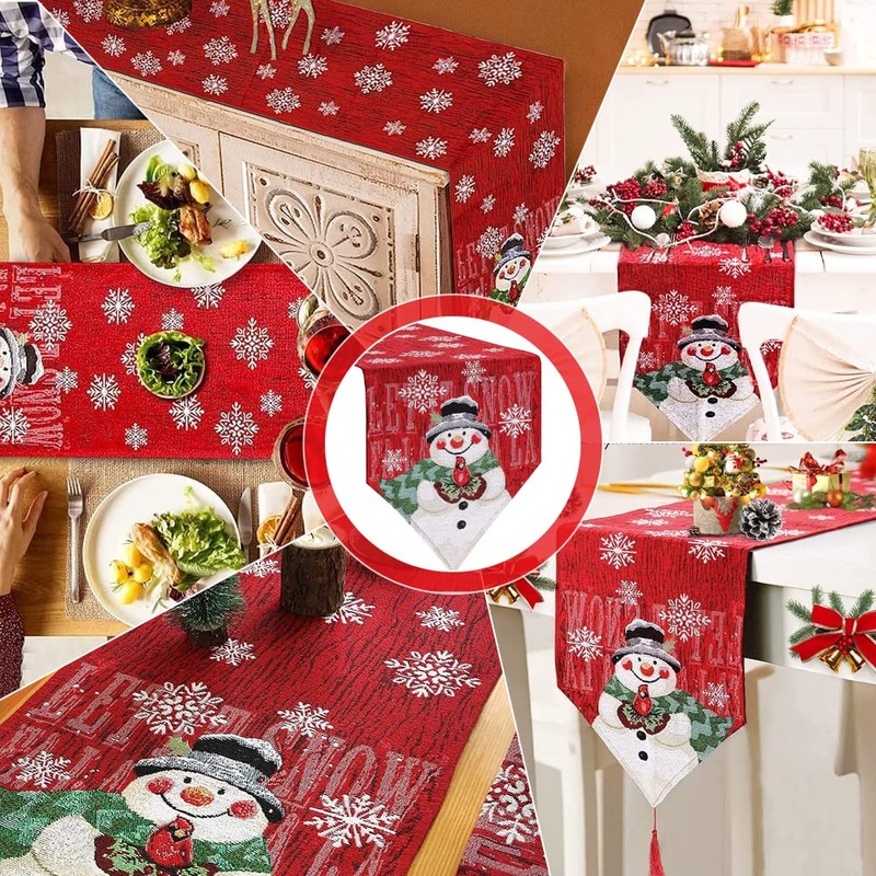 TANCUDER Christmas Table Runner Red Christmas Table Cloth Tablecloth Rectangular