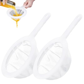 2 Piece Fine Nylon Mesh Strainer Kitchen Food Yogurt Mesh Sieve Plastic Mesh Colander with Handle Mini Brine Shrimp Separation Net for Filtering Juice Milk Soy Coffee Honey Wine Yogurt (120/200 Mesh)