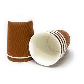 We Can Source It Ltd - 100 x Dark Brown 8oz Ripple Paper Coffee Cups - Triple Walled Paper Cups for cafes, takeaways and restuarants