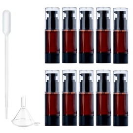 Vacuum Bottles, 30ml, 10 Pieces, Pump Bottles, Cosmetic Divided Bottles, Pump Type, Airless Pushing Bottles, Hot Springs, Travel Bottles, Plastic Containers, Refill Bottles, Portable, Liquid, Milky Lotion, Travel Supplies, Leak Proof (Brown)