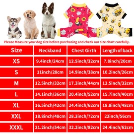 JpGdn 2PCS Dog Pyjamas for Large Sized Dogs Pjs Onesies Outfits Pet Jammies Boy Girl Male Female Apparel Pajamas Toucan Bee Pattern Soft Lightweight Stretch Clothing L
