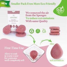 Sinutan® Konjac Sponge, 100% Natural (Set of 3) Red Clay, Cleansing Sponge for the Face, Detox Face Sponge, Ecological Gift Idea (Konjac Red)