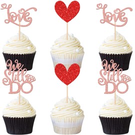 24 piezas de adornos para magdalenas We Still Do con purpurina, corazón de amor, para despedida de soltera, para bodas, compromisos, despedidas de soltera, decoración de pasteles, suministros de decoración de pasteles, oro rosa