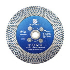 Diamond Porcelain Tile Saw Blade - BRSCHNITT 5" Super Thin Diamond Cutting Grinding Disc with X Teeth with 5/8 Thread for Ceramic Tiles,Granite,Marble Angle Grinder Circle Saw Blade