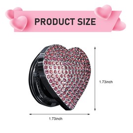 Zikefest Bling Push Start Button Cover, Rhinestone Heart-Shaped Car Engine Start Button Cover, Cute Push Sticker, Universal Interior Trim Accessories for Women Girls (Pink)