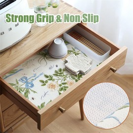 Tatyanna Drawer and Shelf Liner for Kitchen Cabinets Non Adhesive Cabinet Liners Floral Shelf Liners Strong Grip Non-Slip Drawer Liner Waterproof Easy to Clean Cupboard Dresser Liner 12IN x 10FT