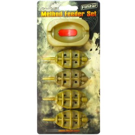 PRO Filstar Inline Method Feeder Set 4+1 - Fishing Accessories for Carp Fishing - Flat Method Feeder Basket Fishing 15/20/25/35g - Fishing Set Complete Professional - Ground Fishing - Carp Accessories