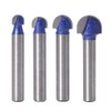 Bestgle 4pcs 1/4" Shank Industrial Grade Round Nose Core Box