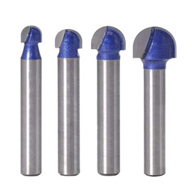 Bestgle 4pcs 1/4" Shank Industrial Grade Round Nose Core Box Router Bit Woodworking Milling Cutter Tool 1/4" 5/16" 3/8" 1/2"
