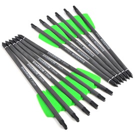AMEYXGS 7.5 Inch Crossbow Bolts 15 Inch Carbon Crossbow Arrows with 2 Inch Spring Moon Cams and Removable Tips for Archery Target Training Pack of 12 (Green, 7.5 Inches)