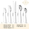 HIKAA 20PCS Extra Thickness Silver Heavy Duty Silverware Set Stainless