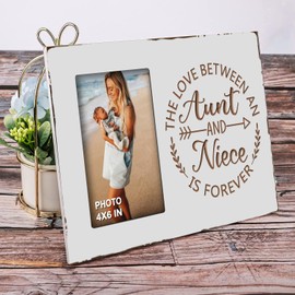 EXQUIDECA Best Auntie Gifts from Niece - Engraved Carving Aunt Picture Frames 4x6 Inches - the Love Between an Aunt and Niece is Forever