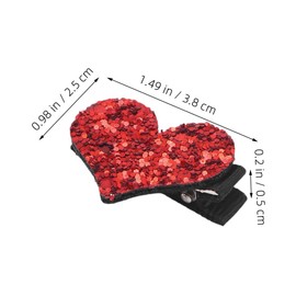 Healeved 2pcs Glitter Hair Clip Hair Accessories for Bling Hair Pins Shaped Hairpin Girl Hair Accessories Hairpins Barrettes Red Leather