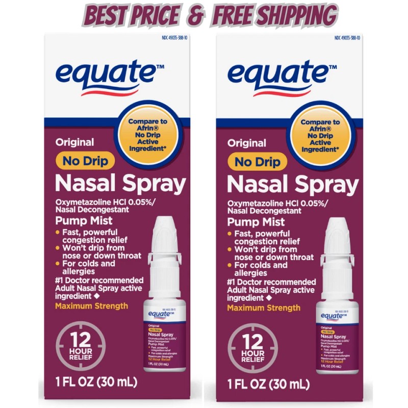 Equate Original No Drip Nasal Spray Maximum Strength Pump Mist