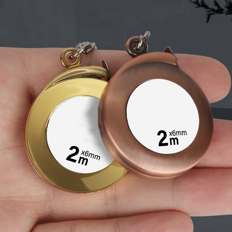 2M Silver Tape Measure Keychains Stainless Steel Tape Measure Tape