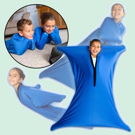SZSMART Sensory Body Sock for Kids, 56"x28" Full-Body Wrap Stretchy Body Sox to Relieve Stress for Children with Autism, Anxiet (Blue, L/140-160cm)