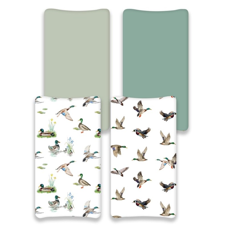 4 Pack Mallard Duck Baby Changing Pad Covers Neutral Unisex