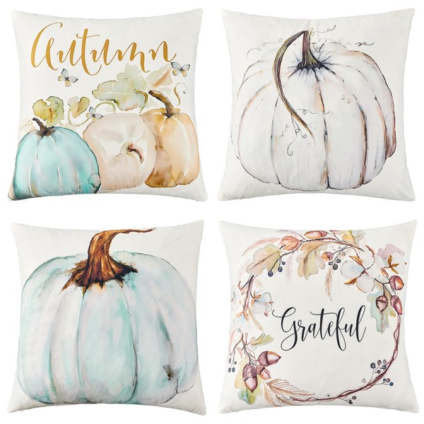 Volcanics Fall Pumpkin Pillow Covers Set of 4, Autumn Throw