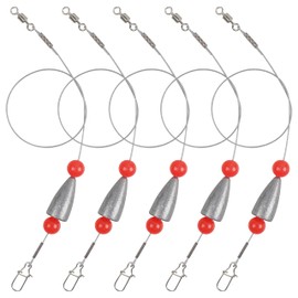 Carolina Rigs for Bass Fishing, 5pcs Pre Rigged Carolina Ready Rigs Steel Fishing Leaders with Bullet Fishing Weights Beads Saltwater Bottom Fishing Rig Kit 1/2oz,5pcs