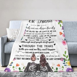 Best Friend Blanket, Best Friend Birthday Gifts for Women, Friendship Gifts for Women Friends, Throw Blankets for Bed Sofa Couch Travel 50x60