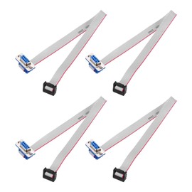 sourcing map 4 Pcs IDC Flat Ribbon Cable, 2.54mm Pitch 11mm Width 30cm Long 10 Pin Female DB9 to FC-10 Flat Ribbon Connector with Fixed Screws Jumper Wire for PC, LED Displays