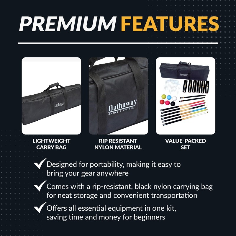 Hathaway Deluxe 6-Player Croquet Set for Adults, Kids & Families