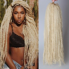 Marley Twist Braiding Hair 24 Inch Marley Twist Hair 8 Packs Cuban Twist Hair Afro Kinky Curly Crochet Hair Synthetic Marley Hair Extensions (24 Inch(Pack of 8),#613)