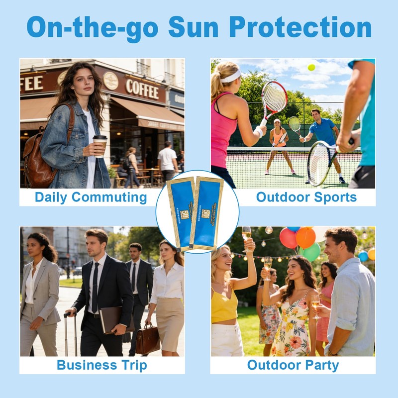 60PCS Travel Size Sunscreen SPF50+ PA+++ - Lightweight & Non-Greasy