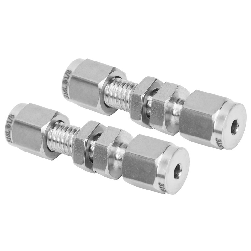 2Pcs Bulkhead Connector 316 Stainless Steel Double Ferrule Wear Plate