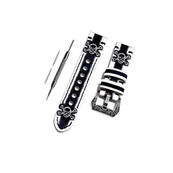 NICKSTON White and Black Skull Crossbones Band Compatible with Garmin