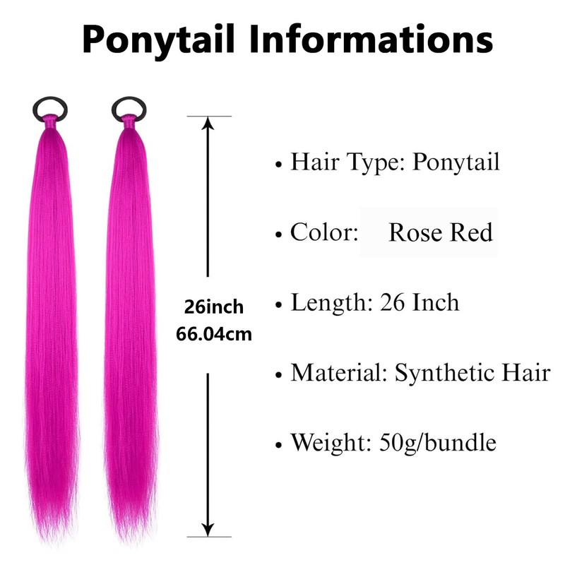 THEMIS HAIR Braid Ponytail Extension 2 Pack 26 Inch Rose