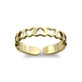 Jewelco London Ladies Solid 9ct Yellow Gold Love Hearts Pattern Toe Ring