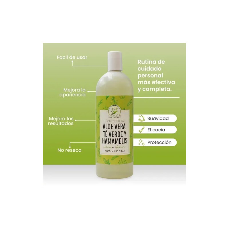 Productos Mart Mexico Tónico Facial 1L Aloe Vera Hamamelis Té