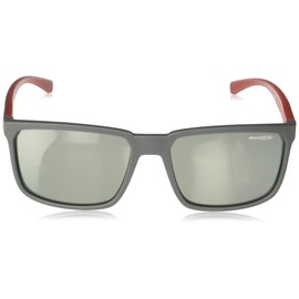 ARNETTE Men's AN4251 Stripe Rectangular Sunglasses, Matte Grey/Grey Mirror Silver, 58 mm