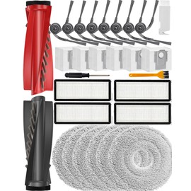 YBVABE Replacement Parts for Roborock Qrevo Curv/Qrevo Edge/Qrevo S5V/ Curv S5X/ Qrevo S5X/ Edge S5A, 29 Pack Accessories Kit with 2 Main Brush, 6 Mop Pads, 6 Dust Bags, 8 Side Brush, 4 HEPA Filters