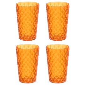 sourcing map 4Pcs Plastic Drinking Cups, Transparent Unbreakable Reusable Water Tumblers Stackable Drinking Glasses for Coffee, Milk, Juice, Orange