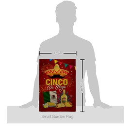 Cinco Festival Burlap Garden Flag - Set with Stand Summer de Mayo Party Cactus Pinata Sombrero Mexican Fiesta Outdoor - House Decoration Banner Small Yard Gift Double-Sided Made In USA 13 X 18.5
