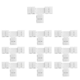LightingWill 10pcs Pack T Shape Solderless Snap Down 2Conductor LED Strip Connector for Quick Splitter Connection of 10mm Wide 5050 5630 Single Color Flex LED Strips