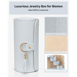 Vlando Travel Jewelry Case for Women, Travel Essential, Travel Must Haves Jewelry Travel Organizer for Girls, Christmas Gifts for Travelers Couples Mom Friends - Light Blue